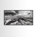 Desert Lizard Close-Up, Reptile Wildlife Photography, Dramatic Sky Scene, Canvas Print, Living Room Wall Art, Nature Decor
