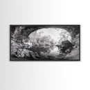 Cave Entrance Lake, Hidden Forest View, Rock Reflection Water, Canvas Print, Hallway Wall Art, Adventure Wilderness Decor, Minimalist Style