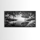 Tropical Shore Trees, Ocean Lagoon Stillness, Peaceful Island Cove, Canvas Print, Bathroom Wall Art, Minimalist Coastal Vibe, Cabin Decor