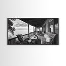 Porch Lake View, Rustic Escape, Cabin Life, Vintage Charm, Framed Canvas Print, Entryway Wall Art, Country Home Aesthetic, Cozy Style