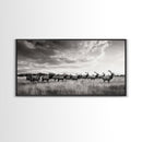 Elk Herd, Prairie Wildlife, Autumn Nature, Rustic Landscape, Framed Canvas Print, Western Wall Decor, Cabin Art, Living Room Print