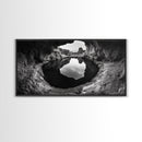 Sea Cave, Rocky Texture, Coastal Reflection, Natural Formations, Framed Canvas Print, Bathroom Art, Earthy Wall Decor, Zen Style