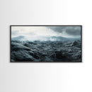 Volcanic Landscape, Geothermal Steam, Iceland Nature, Modern Decor, Framed Canvas Print, Minimalist Wall Art, Office Landscape Artwork