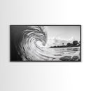 Ocean Wave Art, Coastal Decor, Heart Wave Wall Art, Black and White Photography, Canvas Print, Beach Bathroom, Surf Vibes, Minimalist Surf Home