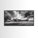 Southwestern Ranch Home, Texas House Scene, Peaceful Rural Living, Framed Canvas Print, Rustic Landscape Art, Living Room Decor