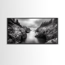Ocean Passage, Cliff Channel, Rugged Coast, Forest Horizon, Canvas Print, dramatic nature art, large wall piece, hallway landscape art