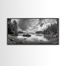 Misty Forest, Coastal Wilderness, Moody Landscape, Nature Escape, Framed Canvas Print, Cabin Decor, Autumn Wall Art, Woodland Aesthetic
