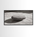 Zen Stone Focus, Natural Simplicity, Black and White Minimalist, Canvas Print, Spa Wall Art, Serene Bathroom Decor, Peaceful Aesthetic