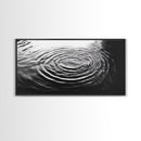 Water Ripples Zen, Abstract Motion, Monochrome Fluid Art, Canvas Print, Modern Minimalist Wall Art, Bathroom or Spa Room Decor