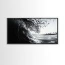 Ocean Wave Curl, Surf Tunnel, Tropical Coastline, Framed Canvas Print, Coastal Wall Art, Beach House Decor, Nature Photography