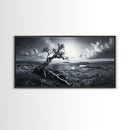 Windswept Tree, Coastal Landscape, Stormy Sky, Canvas Print, Desert Wall Art, Rustic Living Room Decor, Dramatic Minimalist Artwork