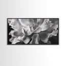 Floral Closeup, Petal Texture, Macro Bloom, Canvas Print, Botanical Bedroom Wall Art, Black And White Flower, Modern Nature Photography