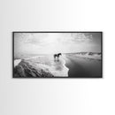 Wild Horse Beach, Coastal Nature Art, Minimalist Animal Photography, Serene Landscape, Neutral Bedroom Decor, Framed Canvas Print