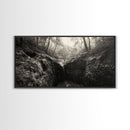 Forest Waterfall, Wooded Creek, Serene Nature, Rustic Landscape, Framed Canvas Print, Fall Cabin Wall Art, Nature Lover Decor