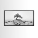 Solitary Tree, Minimalist Nature, Desert Landscape, Canvas Print, Modern Home Decor, Neutral Wall Art, Entryway Accent, Calm Mood Art