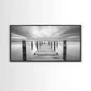 Wooden Dock Scene, Peaceful Lake Sunset, Minimalist Waterfront, Canvas Print, Zen Bedroom Wall Art, Tranquil Meditation Decor