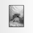 Underwater Fish, Ocean Predator, Aquatic Wildlife, Canvas Print, Bathroom Wall Art, Coastal Nautical Decor, Marine Photography