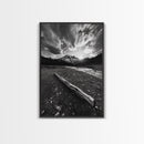 Mountain Sunrise Drift, Alpine Peak Glow, Majestic Morning View, Framed Canvas Print, Entryway Wall Art, Moody Nature Decor, Cabin Style