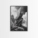 Abstract Rock Tower, Nature Photography, Stormy Sky, Canvas Print, Rustic Decor, Earthy Wall Art, Living Room Art, Moody Landscape Print