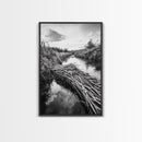 Nature Escape, Stream View, Rustic Landscape, Autumn Calm, Framed Canvas Print, Nature art, Rustic Wall Decor, Cabin Art, Office Artwork