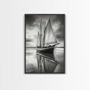 Sailboat Reflections, Calm Waters, Stormy Sky, Canvas Print, Nautical Wall Art, Office or Den Decor, Classic Maritime Photography