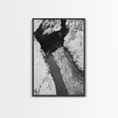 Rock Crevice, Light Ripples, Natural Texture, Abstract Nature, Framed Canvas Print, Kitchen Wall Art, Earth Tone Style, Modern Rustic