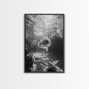 Sunlit Fish, Ocean Rays, Underwater Wonder, Tranquil Sea Life, Framed Canvas Print, Kids Room Decor, Coastal Art, Nautical Home Style
