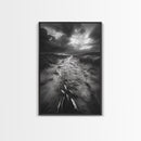 Fish Migration, Dramatic Sky, Moody Landscape, Framed Canvas Print, Dark Nature Art, Rustic Cabin Decor, Fall Wall Art, Nature Drama