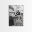 Sand Boat, Beach Sculpture, Dramatic Clouds, Textured Art, Framed Canvas Print, nautical wall art, coastal boho decor, modern beach print