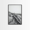 Seaweed Shoreline, Drifted Beauty, Coastal Debris, Tide Echo Framed Canvas Print, ocean nature wall art, minimalist beach decor