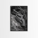 Floral Engraved Revolver, Vintage Western Gun, Cowboy Detail Shot, Canvas Print, Man Cave Art, Rustic Americana Wall Style