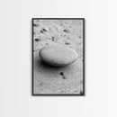 Smooth Beach Stone, Minimalist Sand Texture, Natural Balance, Canvas Print, Spa Room Wall Art, Calm Earthy Interior Style