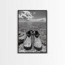 Ocean Fins, Coastal Escape, Underwater Adventure, Canvas Print, Beach Bathroom Wall Art, Nautical Photography, Black and White Decor