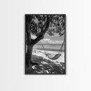Hammock Relaxation, Beach Shade, Seaside Breeze, Canvas Print, Boho Bedroom Wall Art, Coastal Calm Tropical Home Decor