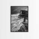 Stormy Coastline, Ocean Waves, Seaside House, Canvas Print, Coastal Wall Art, Beach House Decor, Nautical Photography, Moody Art