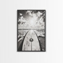 Surfboard Horizon, Ocean Waves, Beach Photography, Summer Vibes, Canvas Print, Teen Room Wall Art, Coastal Decor, Modern Surf Art