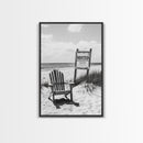 Wanted Poster, Beach Chair, Western Humor, Framed Canvas Print, Man Cave Decor, Coastal Country Style, Black and White Photography