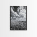 Open Sky Fields, Windy Prairie, Moody Nature Sky, Rustic Landscape, Canvas Print, Bedroom Wall Art, Fall Countryside, Boho Nature Decor