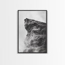 Stone Cliff Form, Abstract Rock Shape, Moody Earth Scene, Nature Texture, Framed Canvas Print, Office Wall Art, Minimalist Mountain Decor