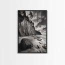 Cliffside Trees, Coastal Horizon, Rugged Seashore, Pacific Northwest Print, Framed Canvas Print, Fall Nature Wall Art, Den Decor