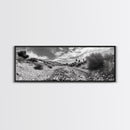 Desert Streambed Path, Dry River Landscape, Southwest Nature Print, Framed Canvas Print, Earthy Living Room Art, Modern Western Decor