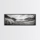 Mountain Lake Calm, Tranquil Nature Reflection, Forest Valley Art, Framed Canvas Print, Minimalist Wall Decor, Serene Landscape Print