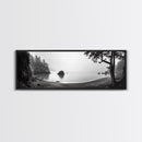 Misty Cove, Pacific Coast, Tranquil Shore, Canvas Print, Zen Nature Wall Art, Bathroom Decor, Moody Black and White Art