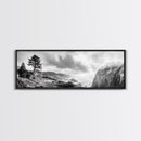 Ocean Cliff, Pine Trees, Foggy Coast, Canvas Print, Dramatic Nature Wall Art, Rustic Cabin Decor, Black and White Landscape