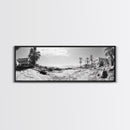 Desert Coast, Palm Ruins, Forgotten Beach, Framed Canvas Print, Surreal Photography, Boho Living Room Art, Coastal Wall Decor