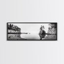 Forest Cove, Serene Shoreline, Calm Reflections, Canvas Print, peaceful nature wall art, neutral tones decor, minimalist bathroom artwork