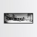 Beach House, Palm Retreat, Tropical Hideaway, Island Dream, Framed Canvas Print, Coastal Wall Art, Bedroom Decor, Tropical Vacation Aesthetic