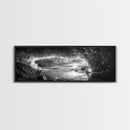 Ice Cave, Winter Seascape, Arctic Sunset, Canvas Print, dramatic frozen landscape art, black and white Christmas decor, cozy winter home art