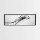 Jellyfish, Ocean Flow, Underwater Beauty, Canvas Print, Marine life wall decor, Coastal bathroom art, Minimalist ocean art, Black and white