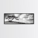 Windswept Tree, Coastal Nature, Ocean Cliff View, Framed Canvas Print, Zen Wall Art, Minimalist Decor, Calm Living Room Accent
